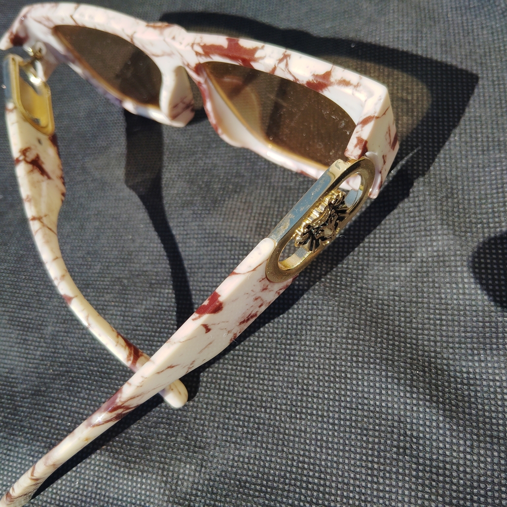 Marble Pattern Sunglasses with Gold Accent